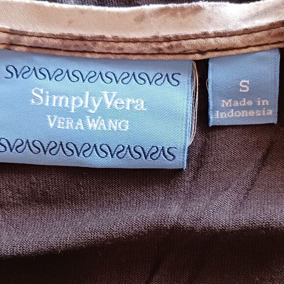 Simply Vera Wang Sleeveless Ruched Waist Brown Abstract Dress SMALL - Picture 6 of 8